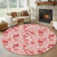thumbnail image 2 of Valentine's Day Washable Round Area Rug 8 ft, Romantic Gradient Leopard Love Heart Linen Texture, Soft Non Slip Rugs Stain Repellent Indoor Felt Carpet for Living Dining Room Bedroom Home Office, 2 of 9