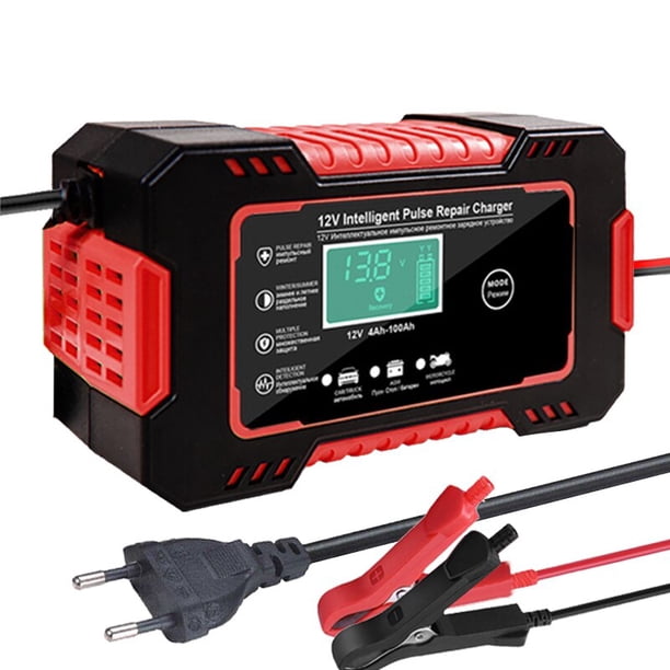 Cargador de batería de coche de 12V, 6A, carga rápida inteligente, tipo de reparación de pulso, parada automática completa, modo Dual, plomo ácido para motocicleta