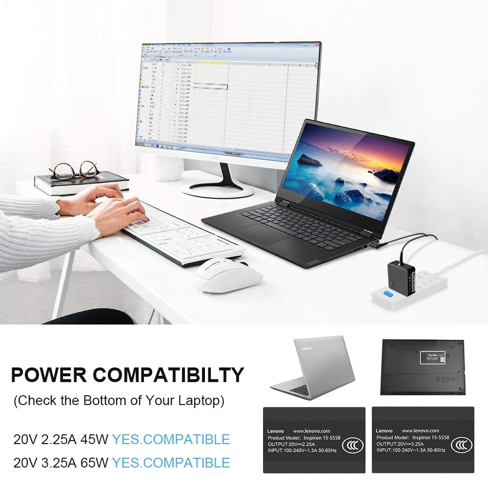 Charger for Lenovo Laptop Computer 65W 45W Round Tip Power Supply AC Adapter for Lenovo IdeaPad 330-14,330-15,330-17,510-15,330s-14,330s-15 Lenovo Flex 6-14 Laptop Charger