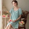 thumbnail image 2 of Camisón de manga corta de algodón suelto de talla grande falda de mujer corte de verano dulce princesa lindo pijamas ropa de casa, 2 of 5