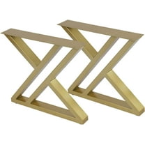 2Pcs Metal Desk Legs,Heavy Duty Industrial Coffee Table Legs,X Shape DIY Metal Bench Legs Furniture Legs,Load 440lbs,for Dining Table/Desk/Office Table(H16”xW17.7”,Gold)
