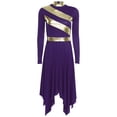 thumbnail image 3 of YiZYiF Women's Metallic Liturgical Praise Dance Dress Long Sleeve Asymmetrical Worship Tunic Dresses Purple XXL, 3 of 6
