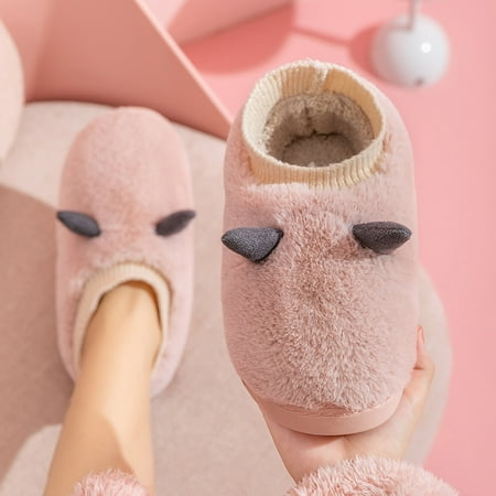 

LnjYIGJ Women s Flats Ankle Boots Winter Cotton Slippers Men Women Indoor Sharp Corner Warm Plush Shoes Outdoor Couple Cotton Slippers