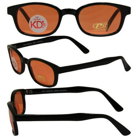 Pacific Coast Original KD's Biker Sunglasses (Black Frame/Orange Lens)