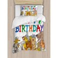 thumbnail image 3 of Kids Birthday Duvet Cover Set Queen Size, Multicolored Cartoon Streets Dogs Cats Animals Party Themed Quote Fun Print, Decorative 3 Piece Bedding Set with 2 Pillow Shams, Multicolor, by Ambesonne, 3 of 3