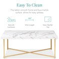 thumbnail image 4 of Best Choice Products 44in Rectangular Coffee Table, Living Room Accent Table w/ Faux Marble Top - White/ Bronze Gold, 4 of 7