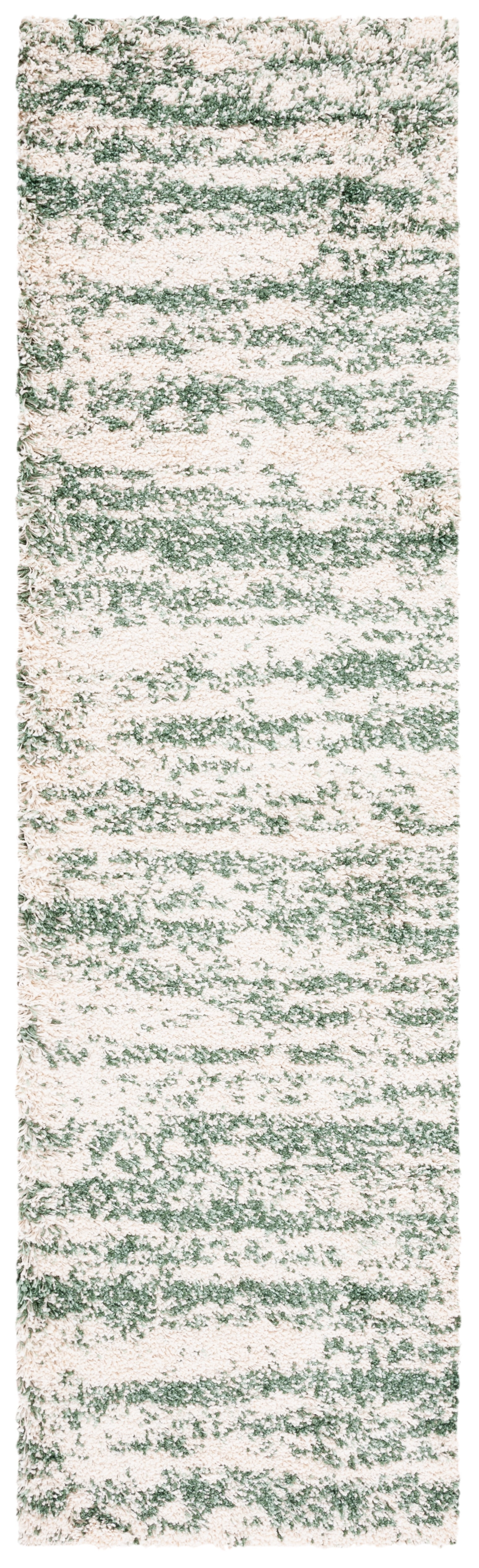 SAFAVIEH Hudson Jack Abstract Shag Runner Rug, Ivory/Green, 2'3" x 12'
