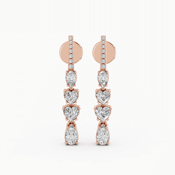 KEEVA JEWELS 1.35 Carat E-F/VVS-VS High Quality Heart & Pear Shape Moissanite Drop Earring, Valentine's Day Jewelry Gifts for Women, Made in 925 Rose Gold Plated Silver