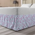 thumbnail image 1 of Blue and Pink Bed Skirt, Tender Botanical Summer Pattern with Repetitive Branches Print, Elastic Bedskirt Dust Ruffle Wrap Around for Bedding Decor, 4 Sizes, Pink and Baby Blue, by Ambesonne, 1 of 2