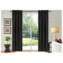 Set of 2 panels black solid matte color light filtering with rod pocket 100 % privacy window blackout curtain treatment 37" inch wide X 95" inch long each panel R64