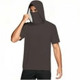 thumbnail image 5 of Fanxing Men Cooling Sun Shirts with Mask Big and Tall Rash Guards Short Sleeve Hoodies Sun Protection Face Cover Brown,XXXL, 5 of 9