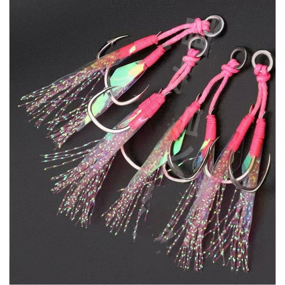 5Pair Double Assist Hooks Slow Jigging Fishing Jigs Hooks Saltwater 10#-22#