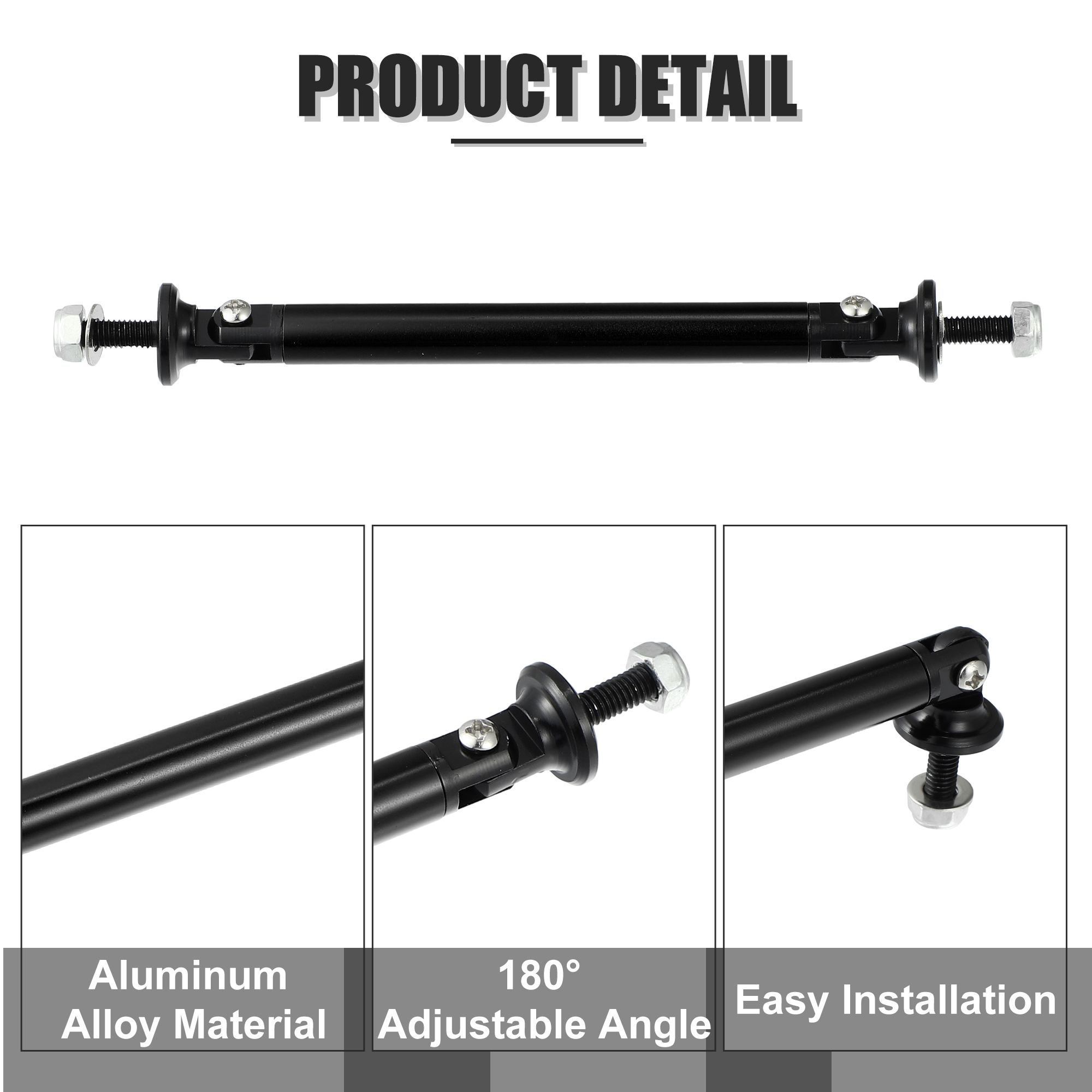 Unique Bargains Adjustable Front Rear Bumper Lip Splitter Strut Rods Black