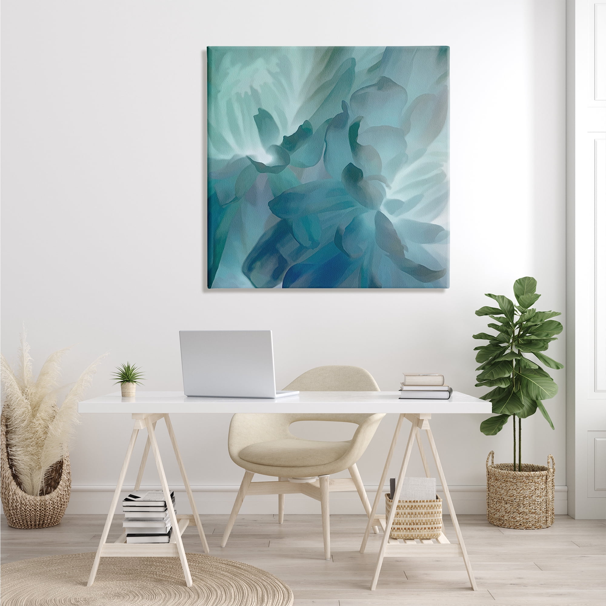 Stupell Industries Blue Flower Petal Abstraction Cool Tone Florals, 36 x 36, Designed by David Pollard