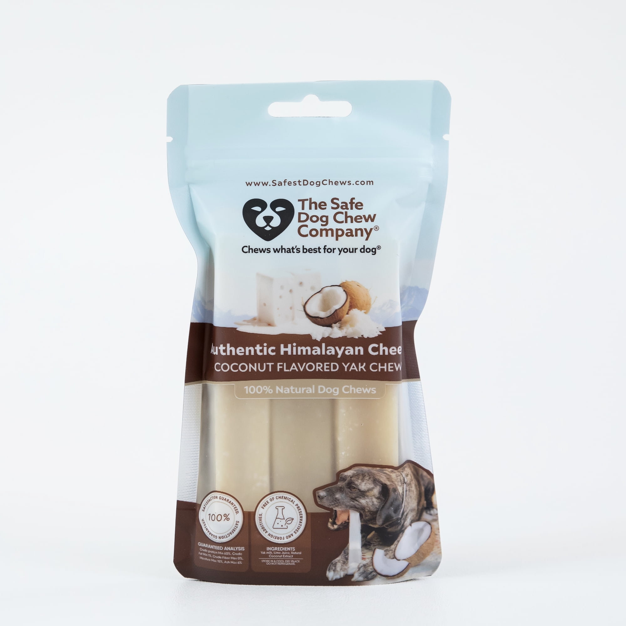 Safe Dog Chew Coconut Flavored Authentic Himalayan Cheese Chew treats for Dogs, Small, 3 Chew Packet
