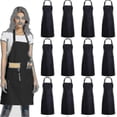 thumbnail image 1 of Evago 12 Pack Plain Bib Aprons With 2 Pockets - Black Unisex Commercial Apron Bulk, 1 of 4