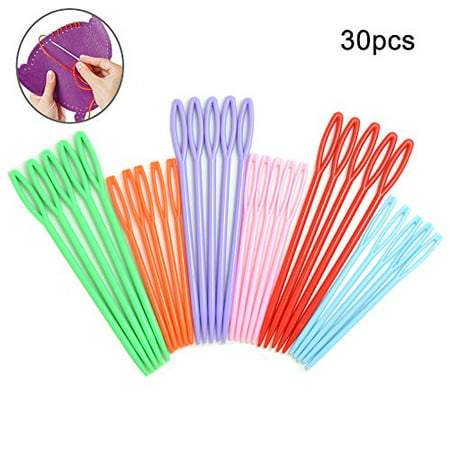 30pcs Colorful Large Eye Plastic Sewing Needles for kid Weave (Best Inexpensive Weave For Sew In)