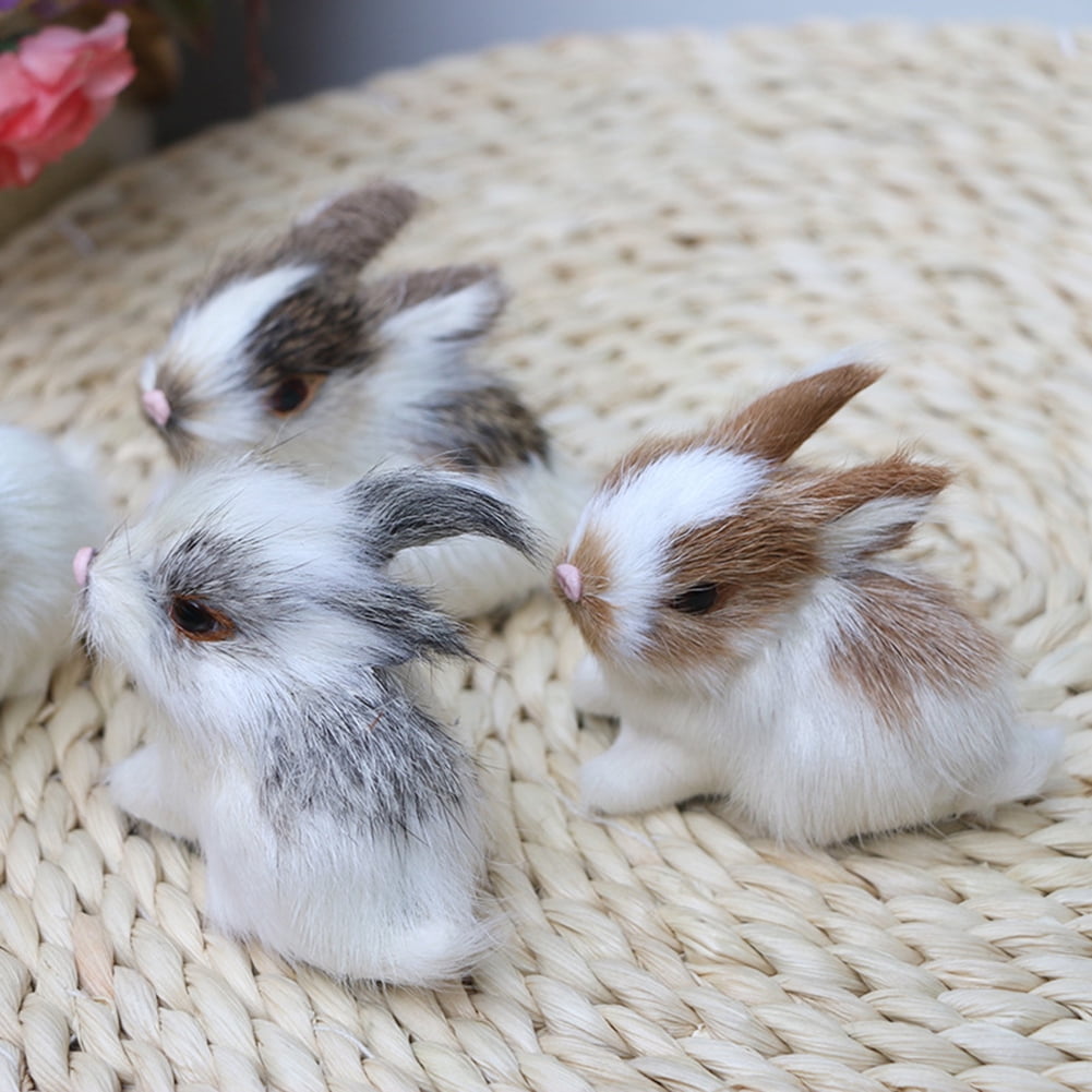 D-GROEE 4Pack Lovely Simulation Mini Rabbit Plush Sleeping Stuffed Toy Kids Gift Decor