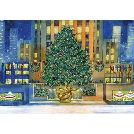 Designer Greetings Rockefeller Center Tree Box of 18 New York City Christmas