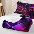 thumbnail image 4 of Castle Fairy Abstract Neon Square Quilt Full 3-Piece,Minimalism Glowing Geometric Full Bedspread Sets,Purple Pink Black,1 Coverlet and 2 Pillowcases, 4 of 7