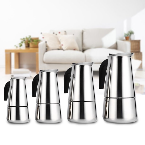Dilwe Stainless Steel Moka Coffee Maker Mocha Espresso Latte Stovetop