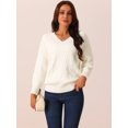thumbnail image 3 of DARING DIVA V Neck Long Sleeve Sweater Casual Loose Chunky Pullover XL Beige, 3 of 5