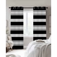 thumbnail image 3 of Black Grey Stripe Blackout Curtains 63 Inches Long for Bedroom, Minimalist Farmhouse Striped Thermal Insulated Room Darkening Black Out Window Curtain Panels Grommet Drapes for Living Room, 3 of 8