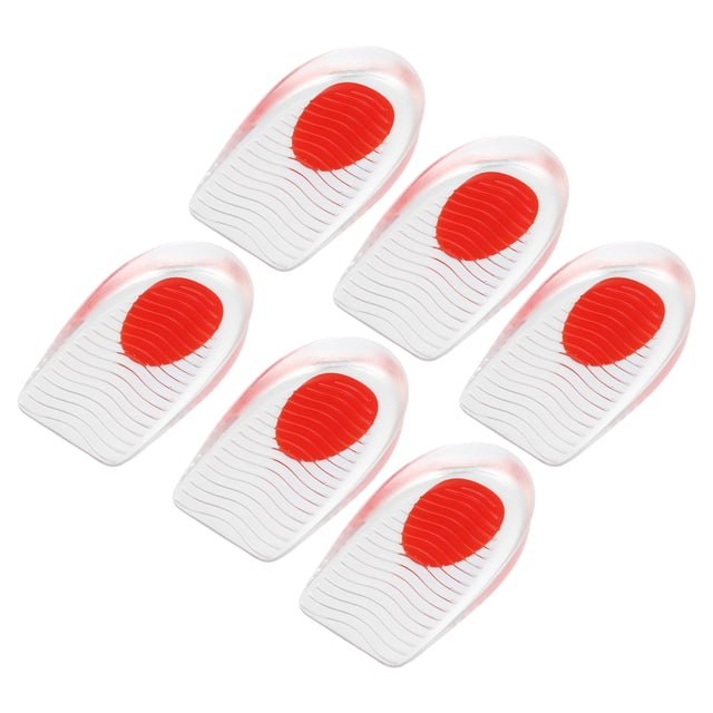 Almohadillas de copa de soporte de talón de silicona Unique Bargains Cojín de silicona Rojo Tamaño 40-46 6 piezas
