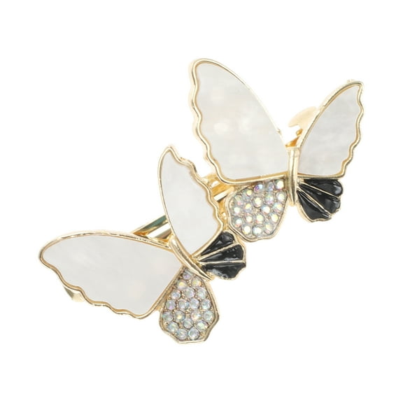 Unique Bargains 1 Pc Colorful Rhinestones Butterfly French Barrette Hair Clips Hairdo Clip for Home Beige
