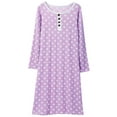 thumbnail image 6 of EFINNY Women's Nightgown Long Sleeve Soft Comfy Sleepwear Henley Neck Button Down Nightdress Retro Polka Dot Mid-Length Nightshirt,S, 6 of 7