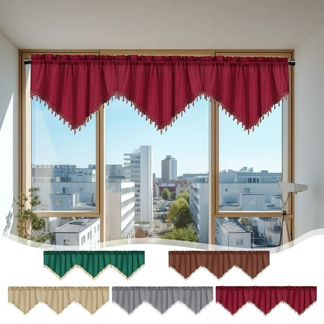 Sentmoon Blackouts Curtains for Bedroom Curtains Short Curtains Solid Color Curtains Triangular Curtains Household Curtains Small Curtains Through Rod Curtains Window Curtains Gray