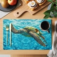 thumbnail image 2 of Blue Sea Turtle Coastal Placemats Set of 6 Nautical Summer Ocean Beach Place Mats Indoor Wipeable Table Mats Washable Cloth Dining Table Placemats for Kitchen Holiday Party Home Decor 13x19 Inch, 2 of 9