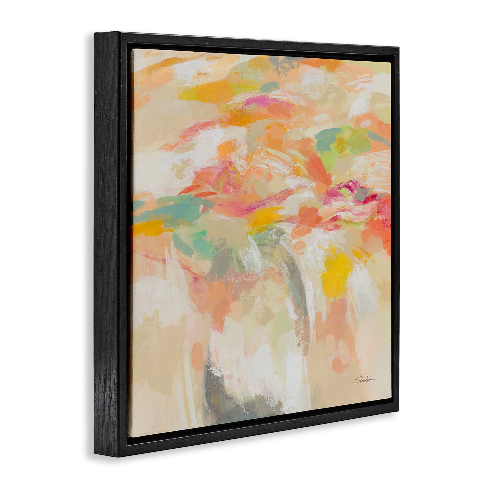 Stupell Industries Summer Solstice Abstraction Abstract Painting Black Floater Framed Canvas Art Print Wall Art, 25 x 25