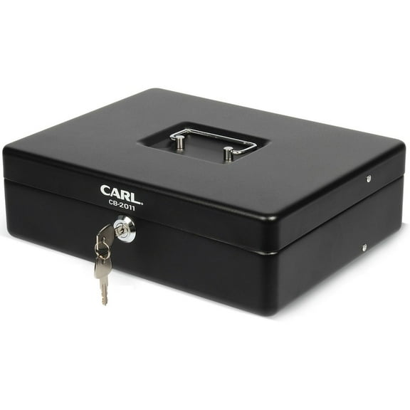 CARL Bill Slots Steel Security Cash Box - 4 Bill - 5 Coin - Steel - Black - 3.5" Height x 10" Width x 7" Depth | Bundle of 2 Each