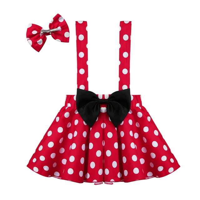 Babyhug Cotton Knit Cap Sleeves Top & Polka Dots Printed Skirt With Suspender - Navy & White main image 0
