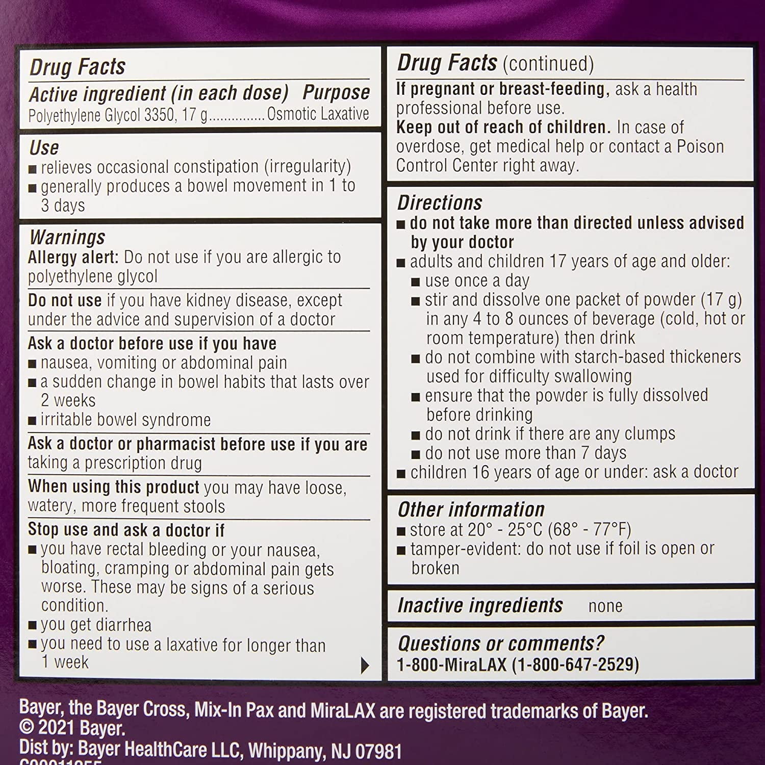 MiraLAX Laxative Powder 17g Strength, 24 Packets Kuwait Ubuy