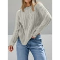 thumbnail image 2 of Women'S Oversized Cable Knit Crewneck Sweaters Gray XL, 2 of 6