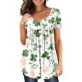 thumbnail image 1 of Tunique Imprimée Trèfle Chanceux pour la Saint-Patrick, T-Shirt d'Été Ample, Manches Courtes, Décontracté, 1 of 2