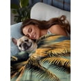 thumbnail image 3 of Palm Tree King Size Flat Sheet, Wrinkleproof & Fadeproof Cooling Flat Bed Sheet Only, Retro Summer Botanical Tropical Plant Leaves Breathable Soft Bedding Top Sheets 105 x 98 Inches, 3 of 8
