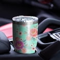 thumbnail image 5 of 30oz Pioneer Flower Floral Print Pattern Tumbler, Double Wall Vacuum Insulated Cup, BPA-Free Leak Proof Lid & Reusable Straws, Hot 12h, Cold 34h, 5 of 6