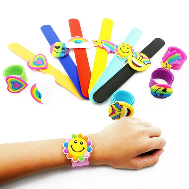 6PCS Slap Bracelet Cute Assorted Cartoon Slap Band Party Wristband Party  Favor