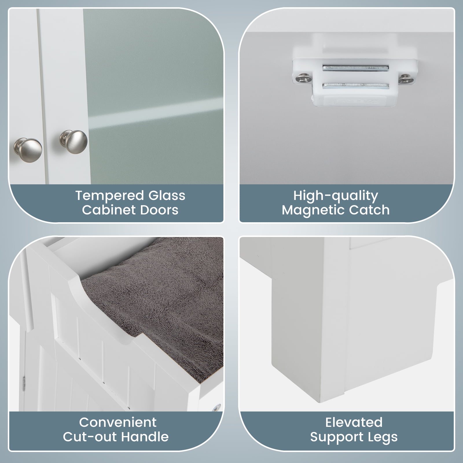 Giantex Freestanding Bathroom Storage Cabinet, Tall Linen Floor Cabinet w/Adjustable Shelves, White