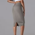 thumbnail image 4 of USSUMA Women'S Skirts Midi Skirt Solid Color High Waist Vent Slim High-Elastic Skin-Friendly Mid-Calf Skirt Trendy Skirt Fashion Skirts School Tax Free Weekend Gray Skirt for Women Nylon XL, 4 of 6