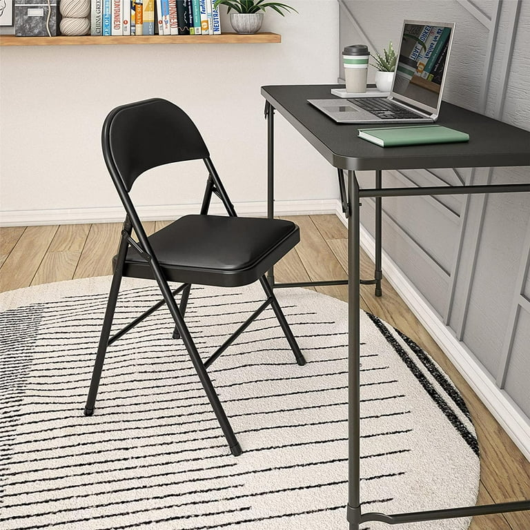 SUGIFT Upholstered Padded Folding Chair 4 Pack Black Walmart