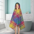 thumbnail image 6 of Multi Color Plaid Checkered Pattern Hooded Bath Towel，50"x30" for Ages 3 To 12 Kids, Quick Dry Lightweight Soft Microfiber Hood Beach Towel Cover Up for Kids, 6 of 7