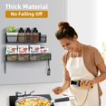 thumbnail image 4 of Estante magnético para especias para refrigerador, paquete de 2 estantes organizadores de condimentos para refrigerador con imán extraíble y ganchos, almacenamiento de especias para cocina, 4 of 7