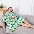 thumbnail image 5 of Oversized Wearable Blanket Hoodie,Colorful Dinosaurs Leaves Pattern Sherpa Blanket Hoodie with Super Pockets,Super Warm Fuzzy Pullover for Women & Men, 5 of 6