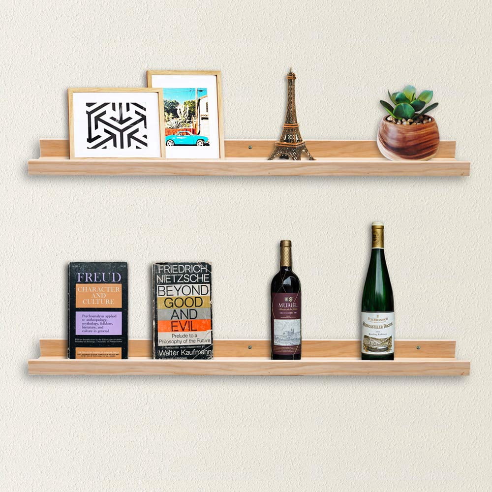 Wood Floating Shelves-wall Mounted Picture Shelf Photo Ledge For Frames & Albums Display-24 Inch Book Vinyl Record Bedroom  Bathroom Living Room Kitchen Decor