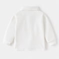 thumbnail image 4 of NIEWTR Boys Spring Summer Lounge Polo Shirt Long Sleeve Lightweight Fabric for Home Relaxation and Everyday Wear（White,5-6 Years), 4 of 4