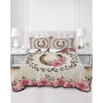 thumbnail image 2 of Quilts Queen Size Bedding Set, Pink Roses Reversible Summer Quilt 3 Pieces, Spring Horseshoes Floral Leaves Vintage Lightweight Bedspreads Coverlets with 2 Pillow Shams for All Seasons, 2 of 5
